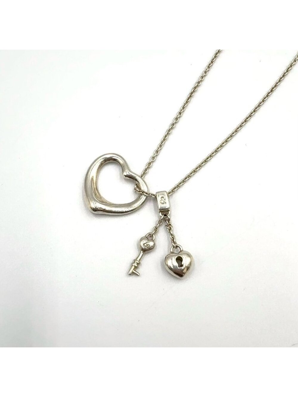 Tiffany & Co Open Heart Key Necklace Silver